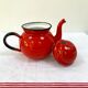 Red enamelled teapot from the 70s