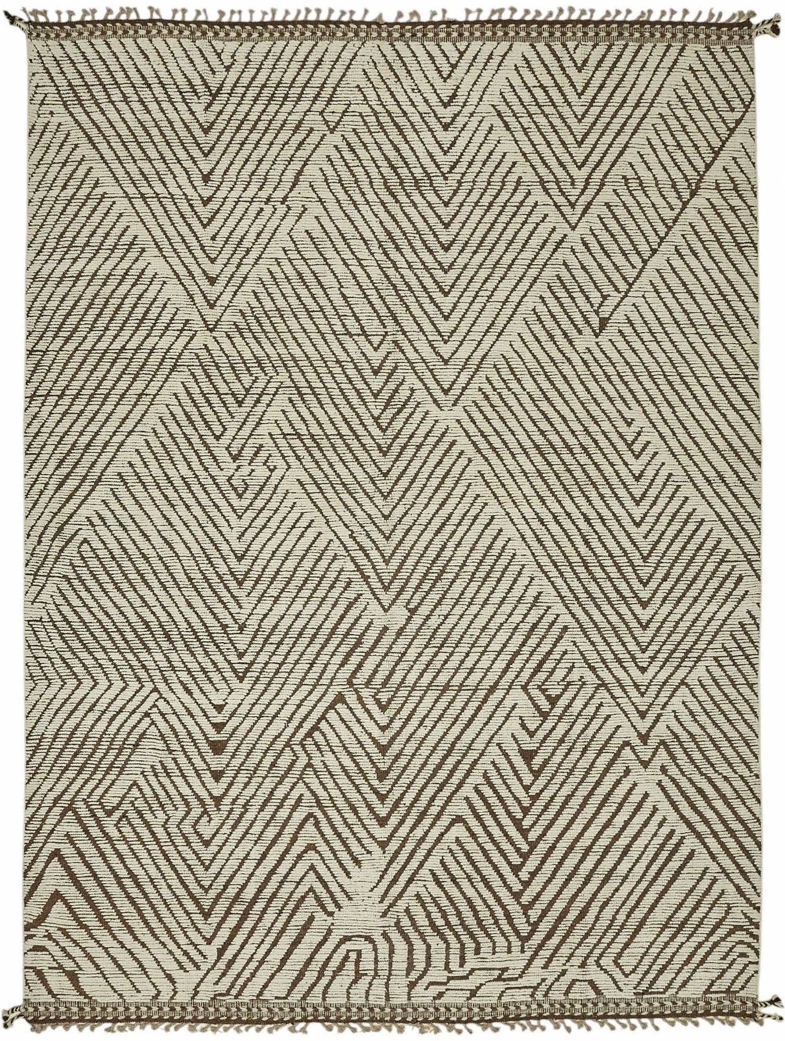 Handwoven Tribal One of a Kind 272 cm x 375 cm Beige Wool Carpet