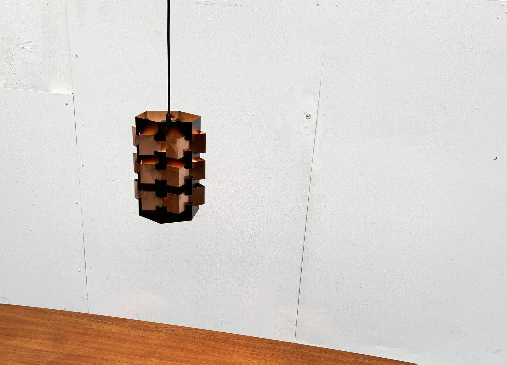 Danish copper pendant light from the mid-century by Lyfa, 1960s.