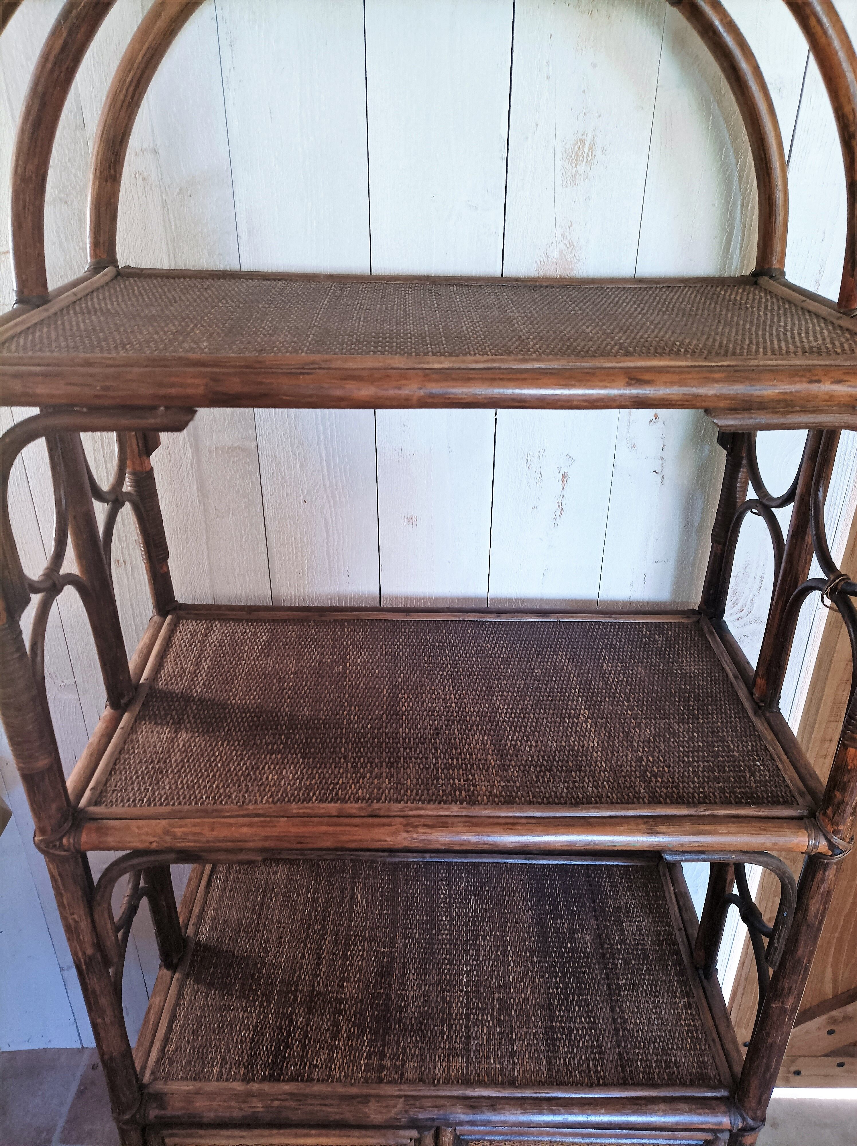 Vintage rattan bookcase