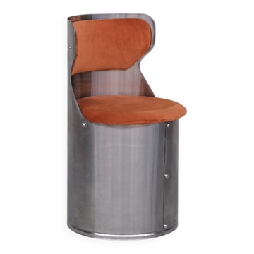 Single Occasional or Vanity Chairs in Brushed Chrome attr. to Willy Rizzo (
