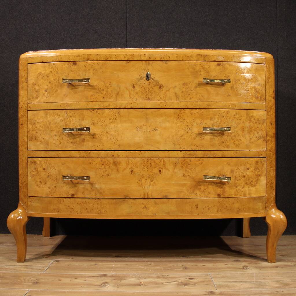 Commode en bouleau du XXe siècle avec plateau en marbre