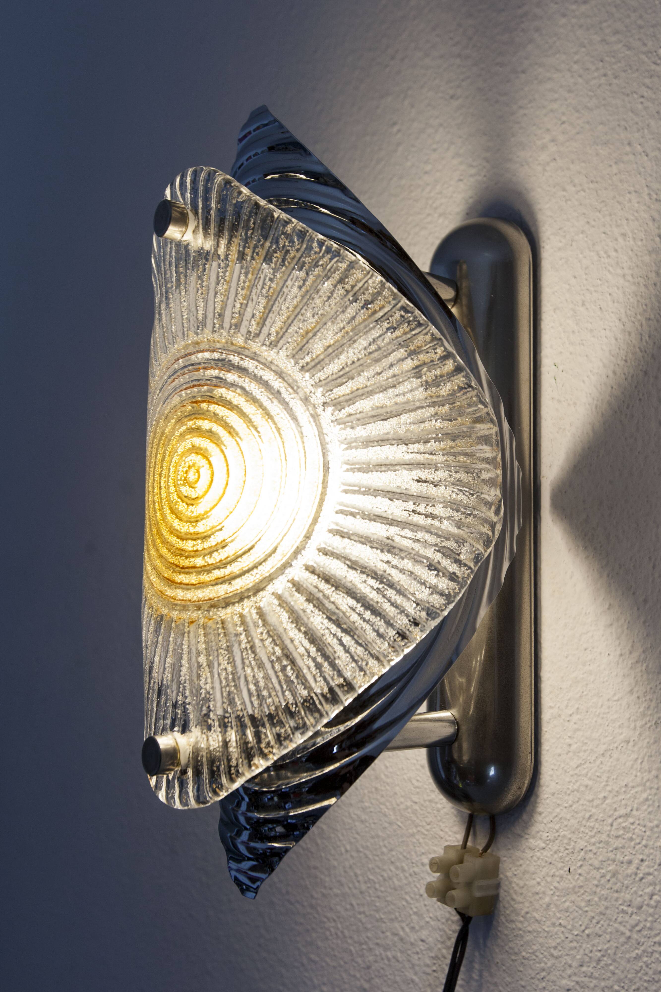Rare Murano chrome sheet wall light 1960