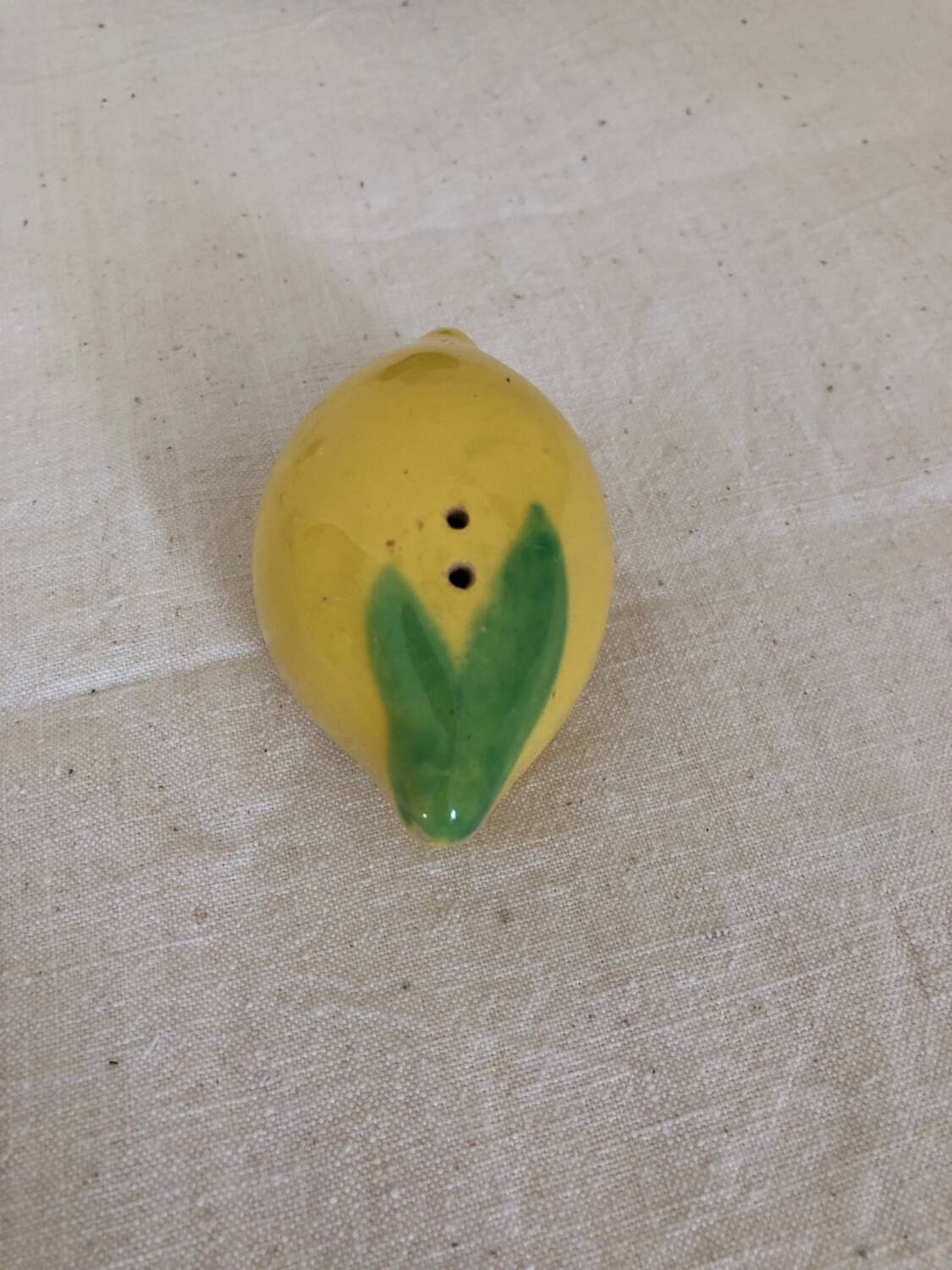 Lemon-shaped slip salt shaker
