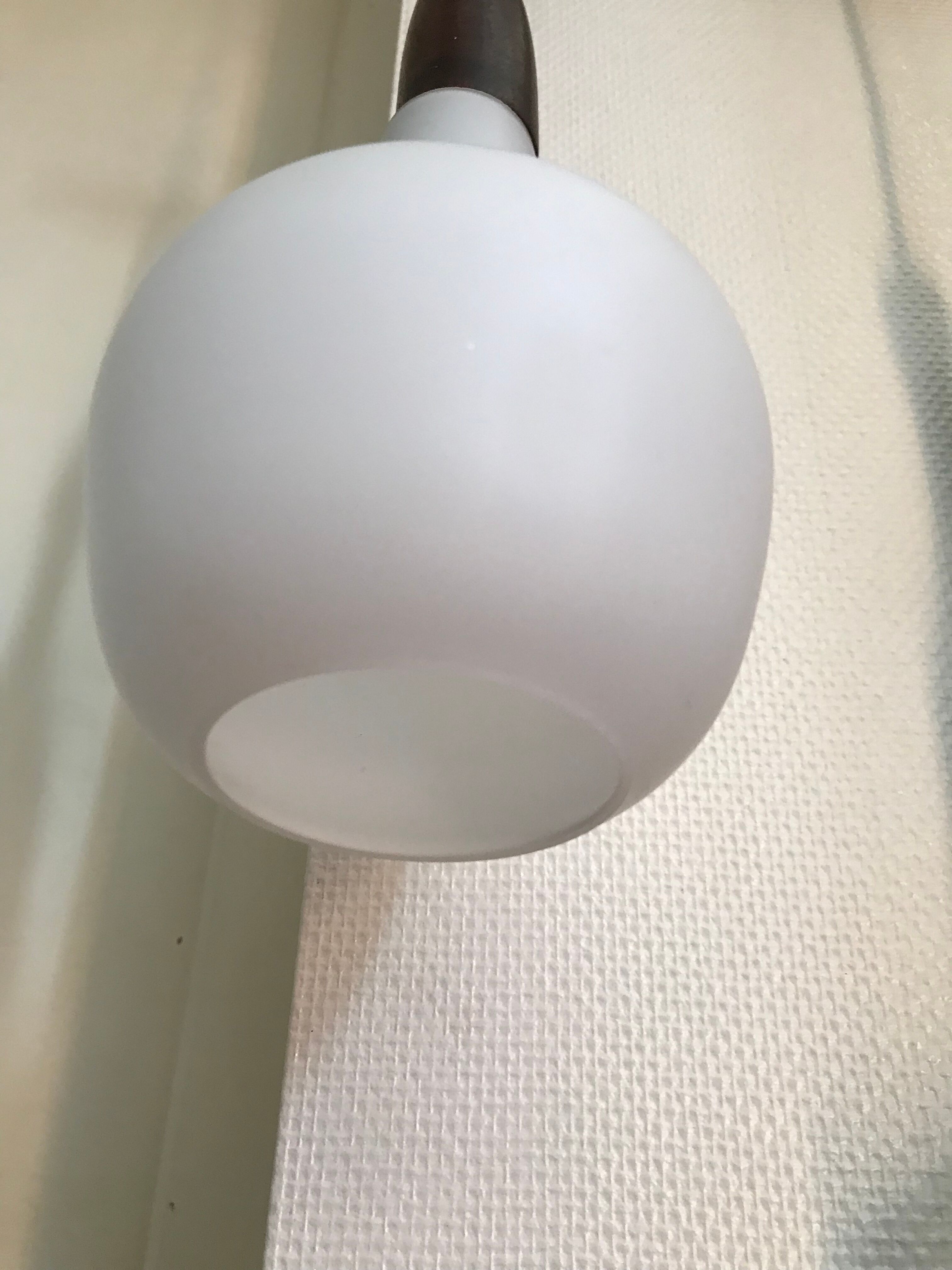 Teak and opaline chandelier Rispal