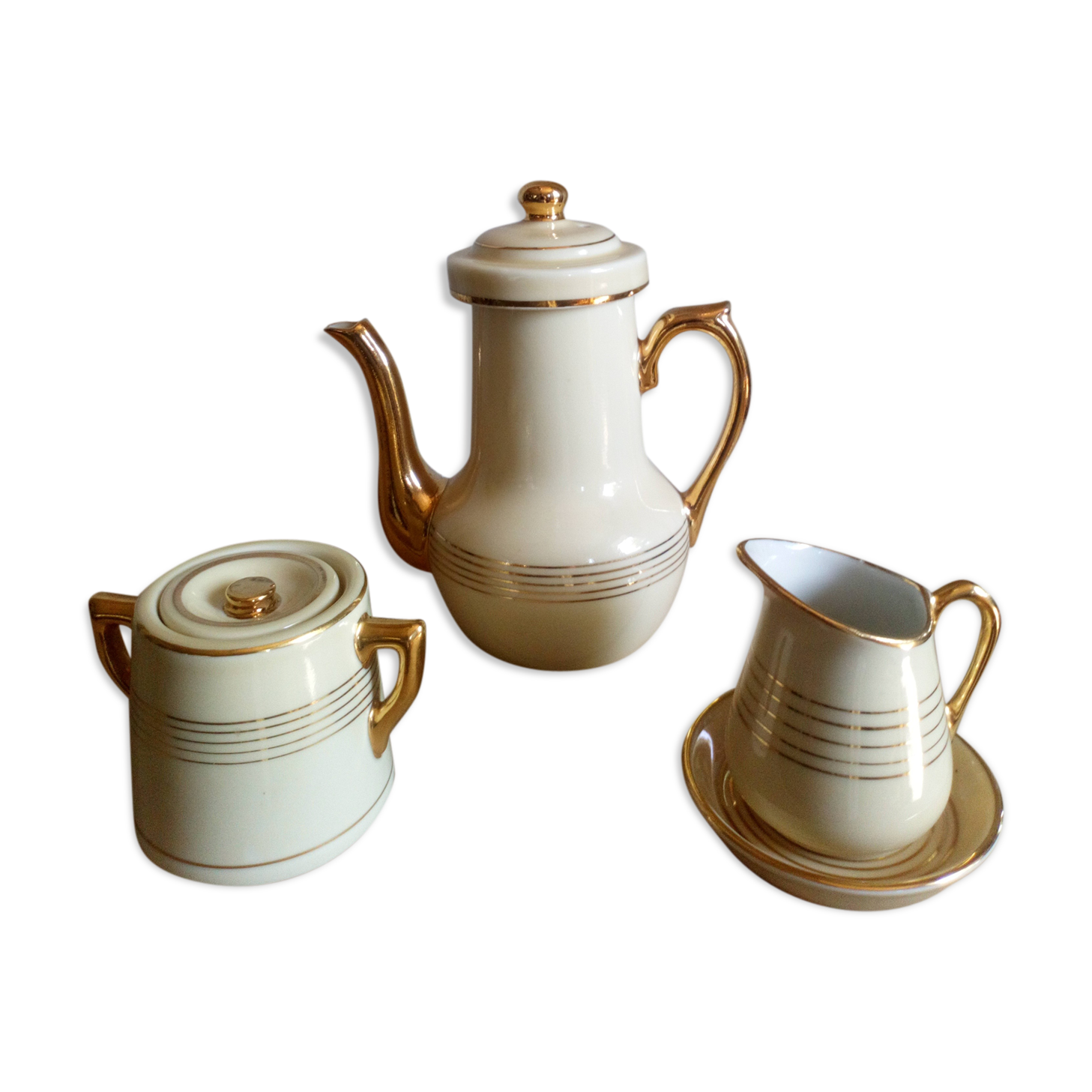 Théière pot à lait et sucrier de Saint-Uze années 1900