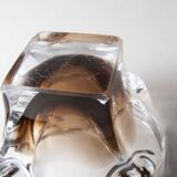 Murano ashtray transparent and smoked flower shape