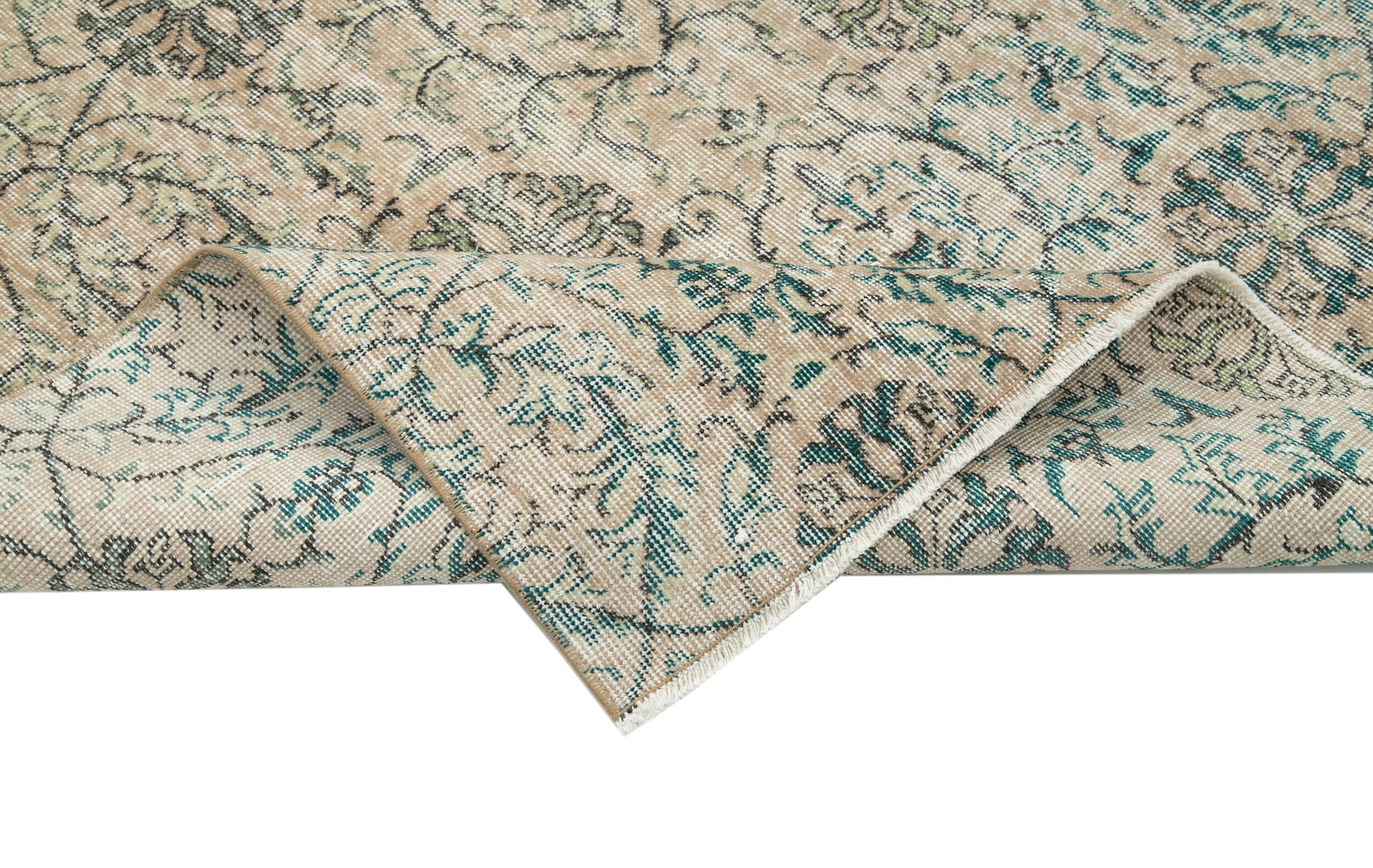 Turkish hand-knotted one-of-a-kind 1980s beige rug 154 cm x 216 cm