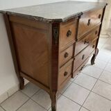 Louis XVI chest of drawers in marquetry with marble top