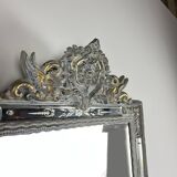 Grand miroir Venitien aux Cygnes, Glace Murano du XIXe siècle biseauté 133