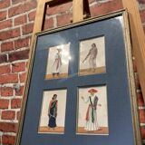 Painting on mica XIX th East India Company representing 2 men and 2 women