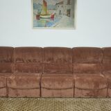 Brown corduroy modular sofa from the 70's, set of 5
