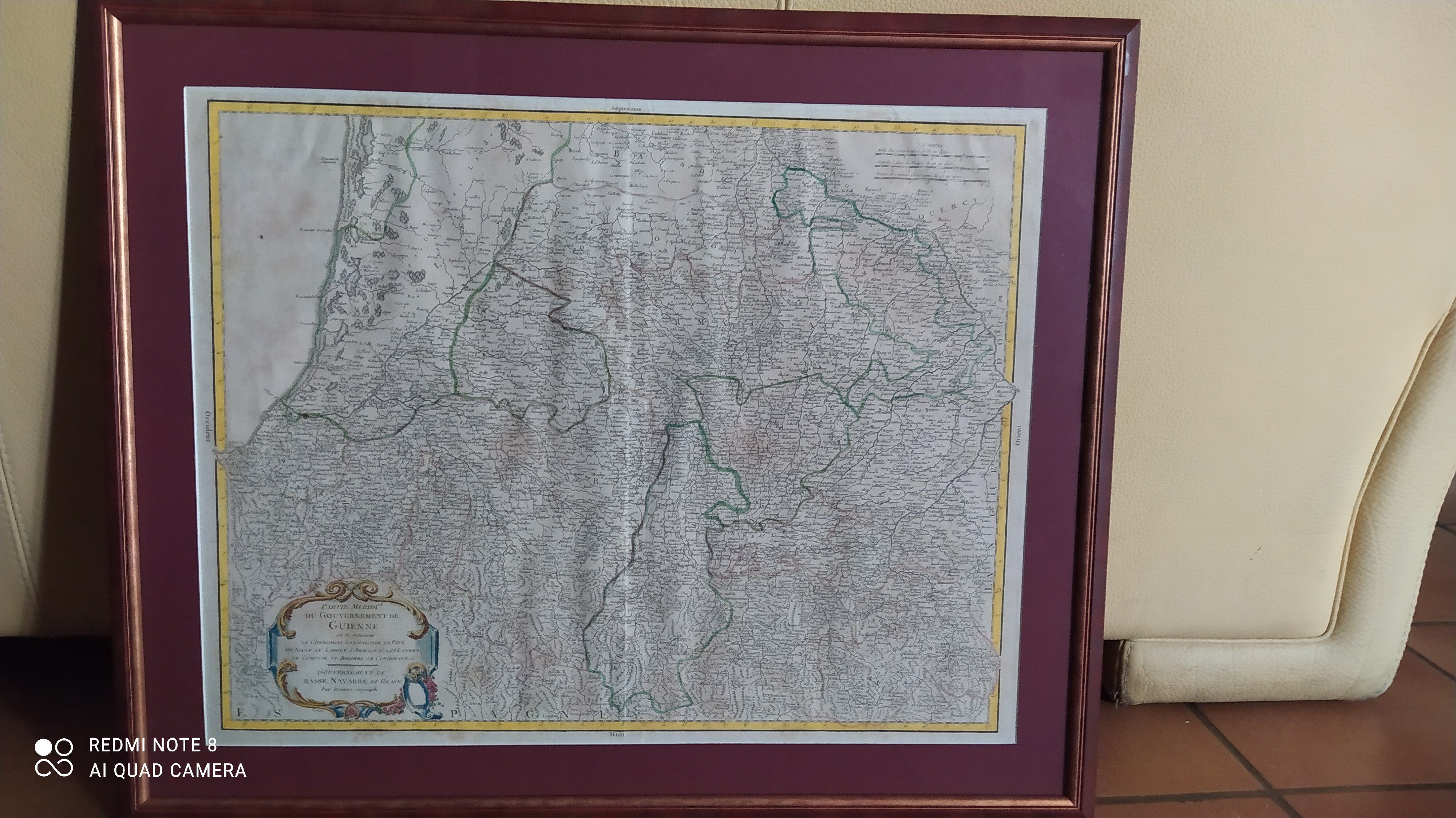 Carte ancienne de Guyenne par de Vaugondy vers 1753