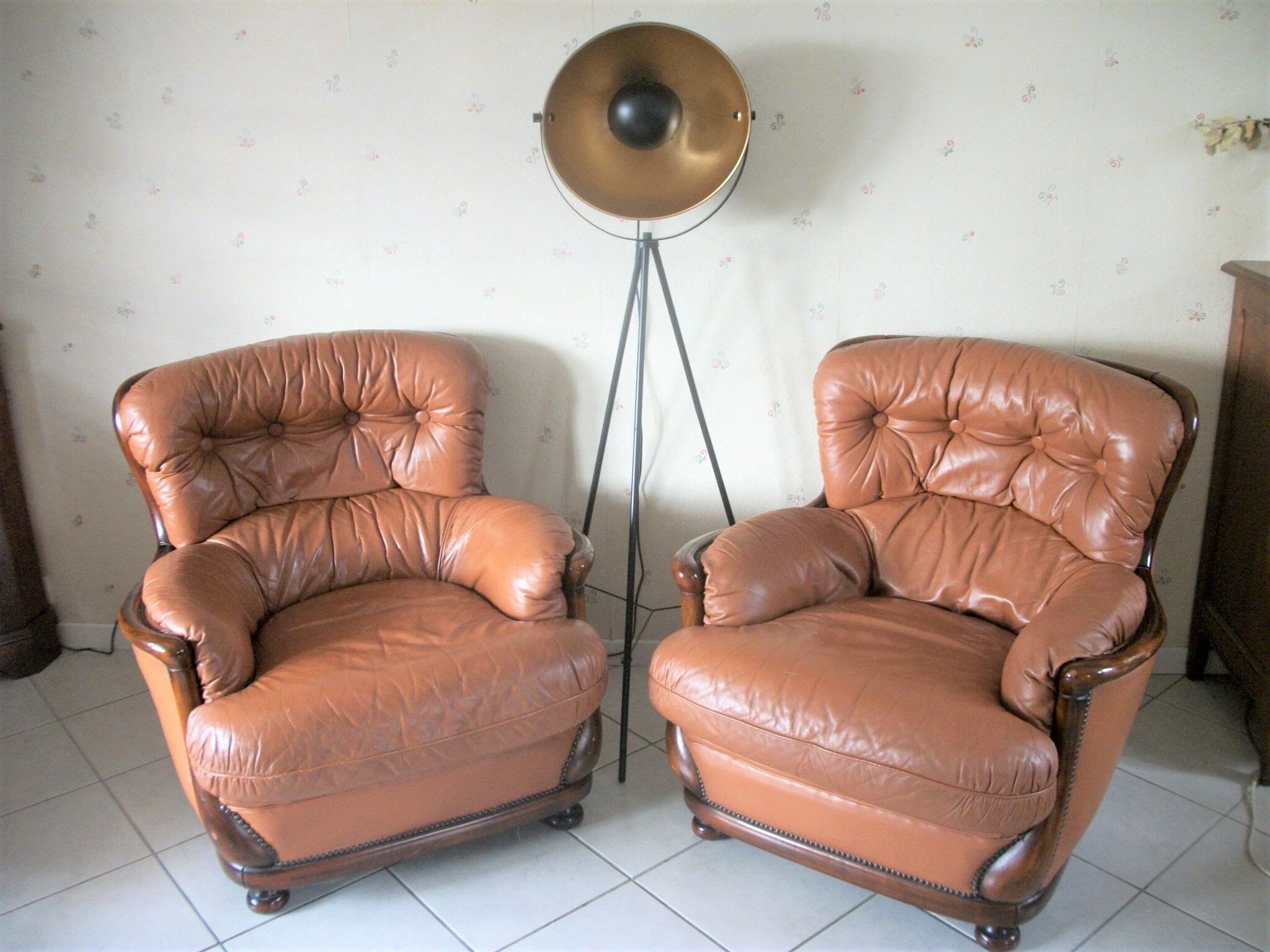 Pair of leather armchairs