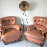 Pair of leather armchairs