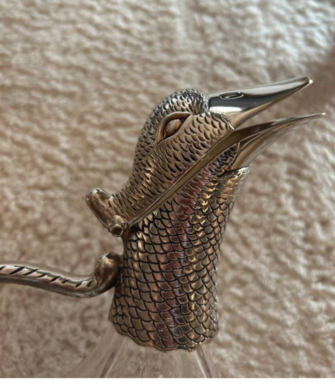 Silver-plated metal crystal decanter