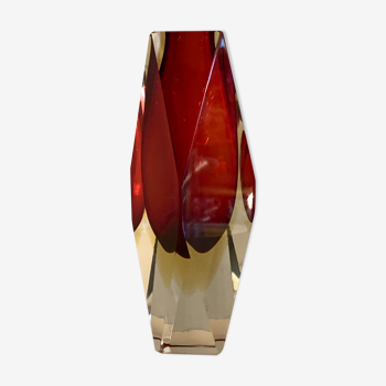 Vase italien Sommerso Murano à facettes, 1960