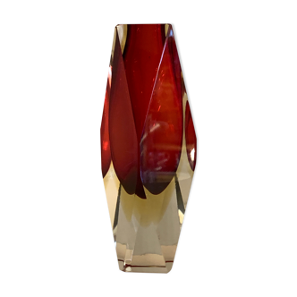 Italian Vase Sommerso Murano faceted, 1960