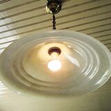 Suspension dome in satin and brass glass