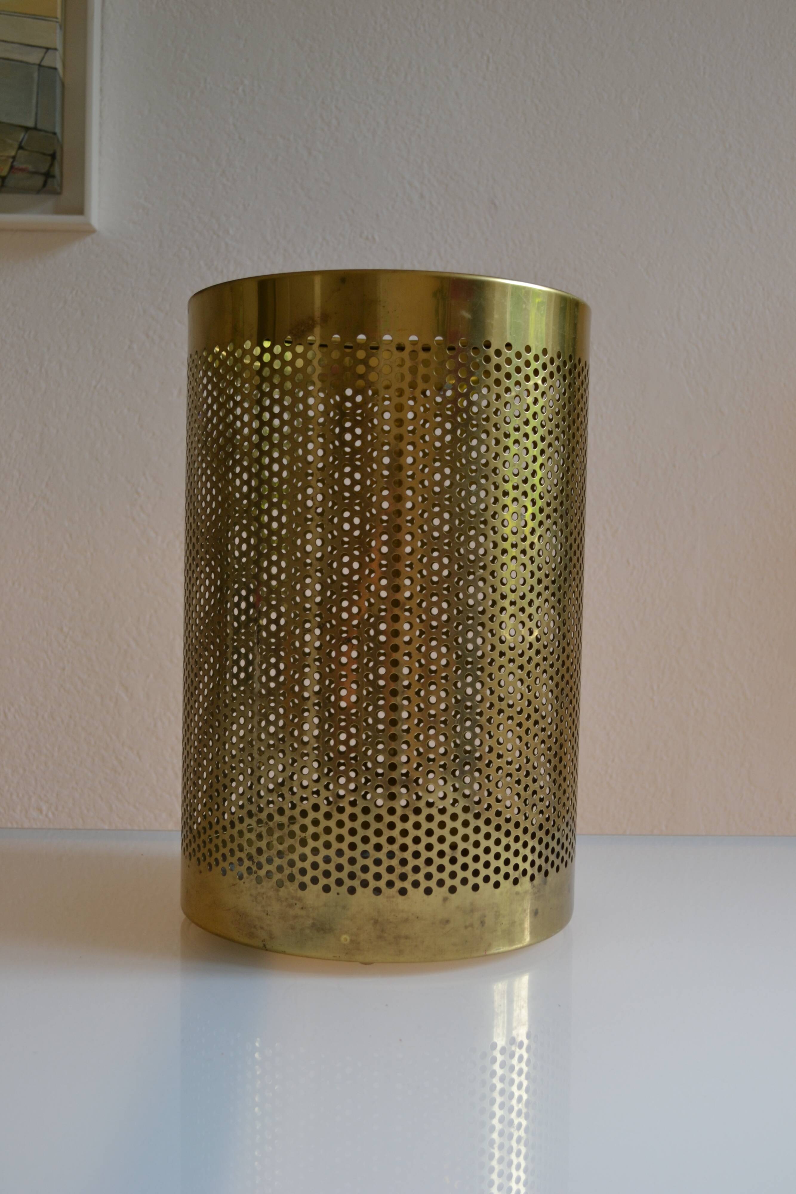 Postmodernist perforated brass wastepaper basket 1980 Memphis