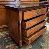 Chest of drawers with columns in blond walnut Empire style XIXth