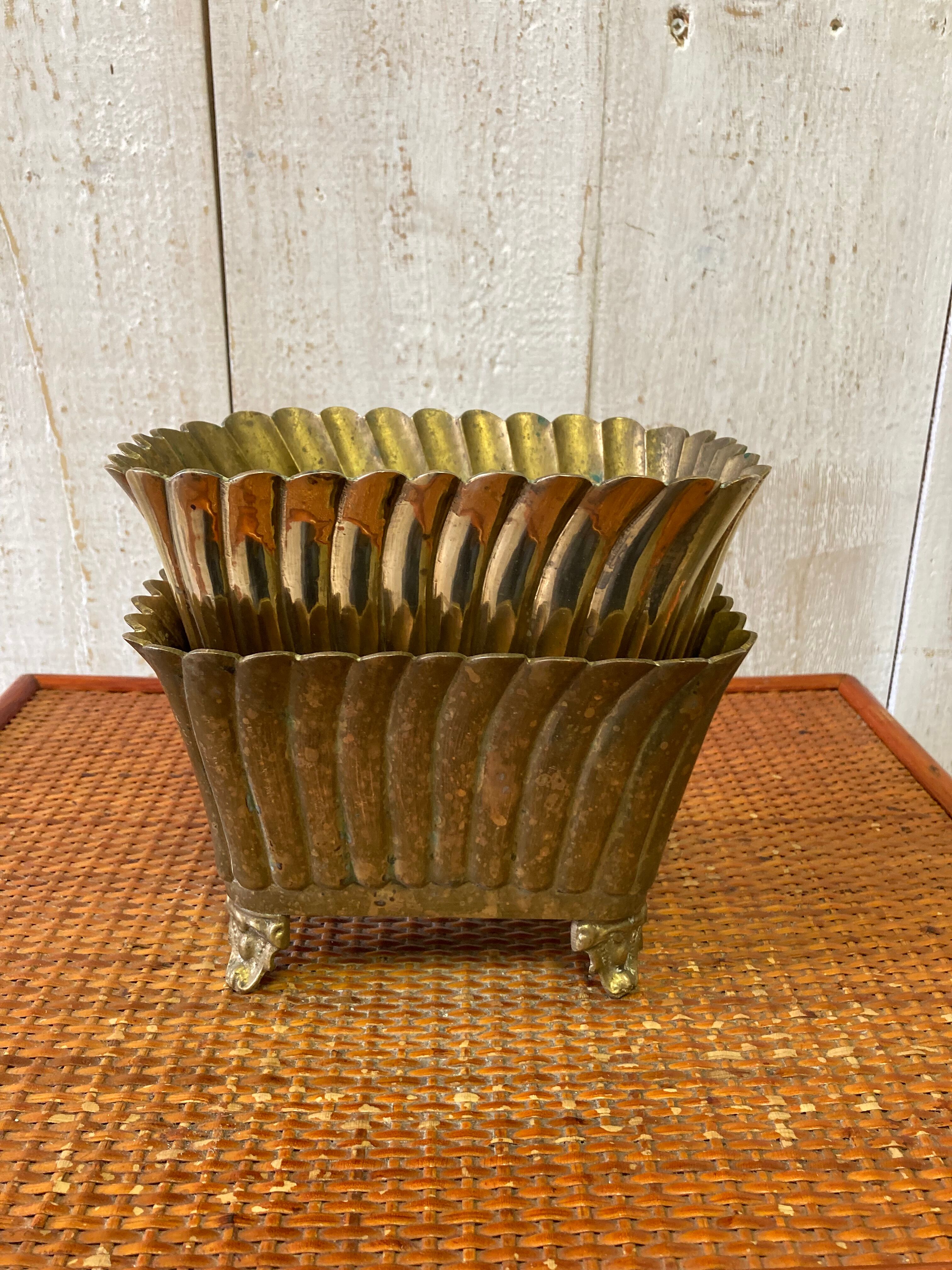 Pair of brass planters