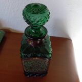 Ancienne carafe bouteille cuir whisky Vert émeraude