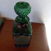 Old Emerald Green Leather Whiskey Bottle Carafe