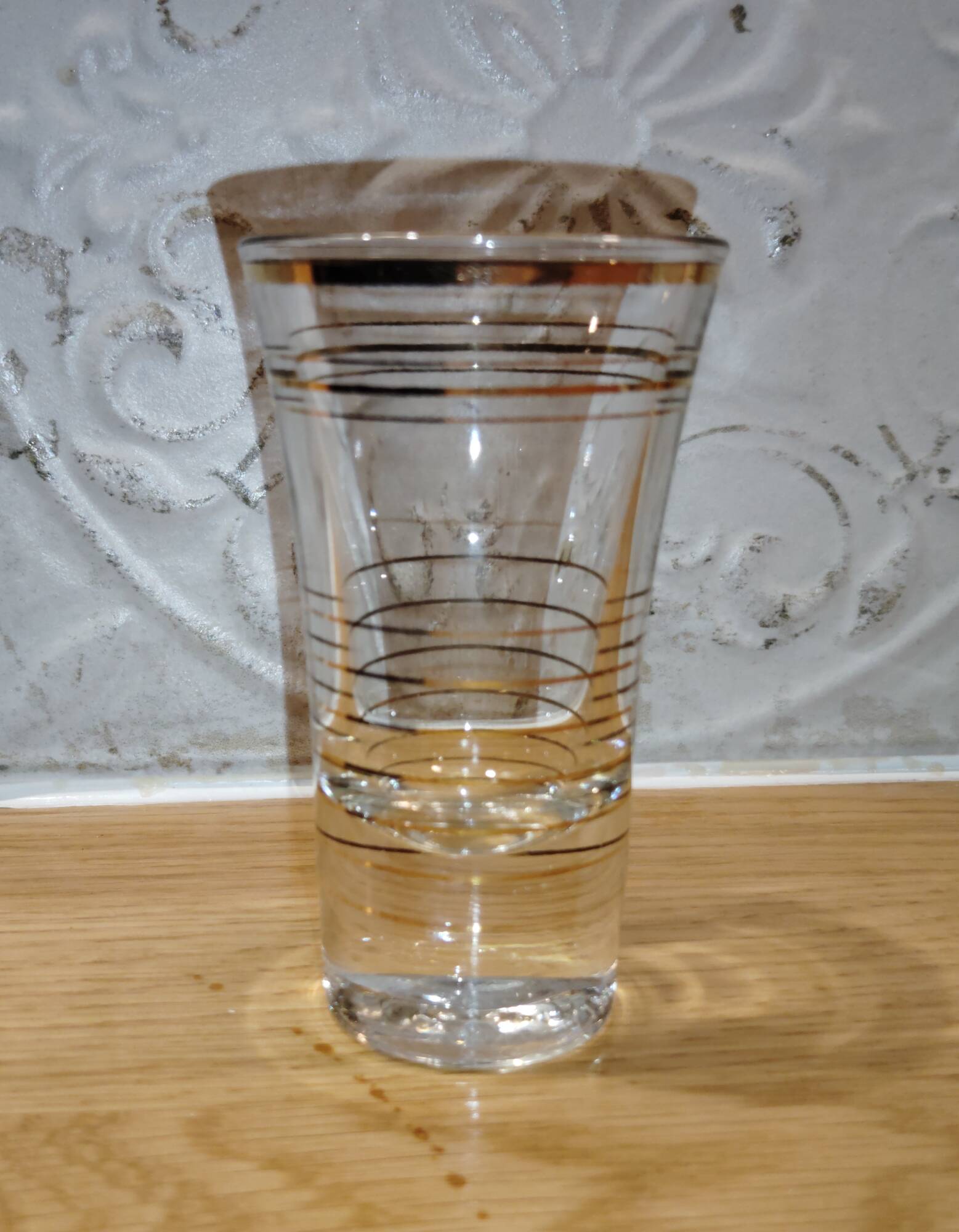 Set of 3 Art Deco Fired Wine Glasses - 1940 Certified - Gold Filled - French