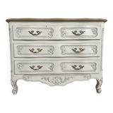 Louis XV style chest of drawers in patinated cherry wood and raw wood top