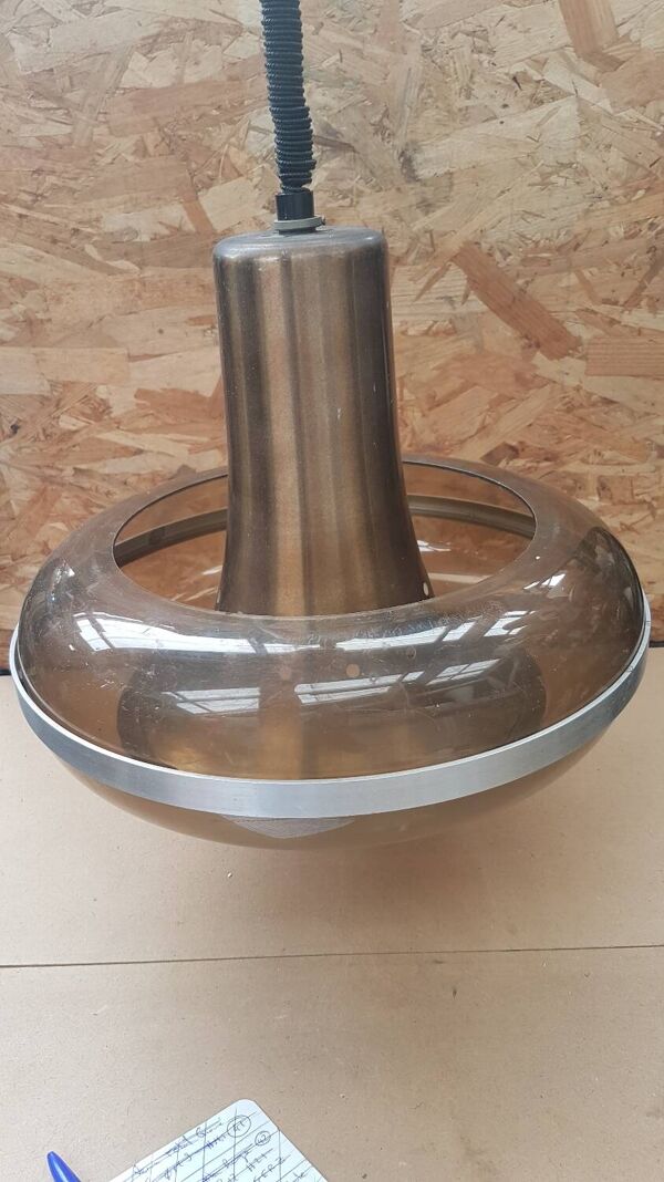 Ancienne suspension space age djikstra plexi & alu reglable vintage