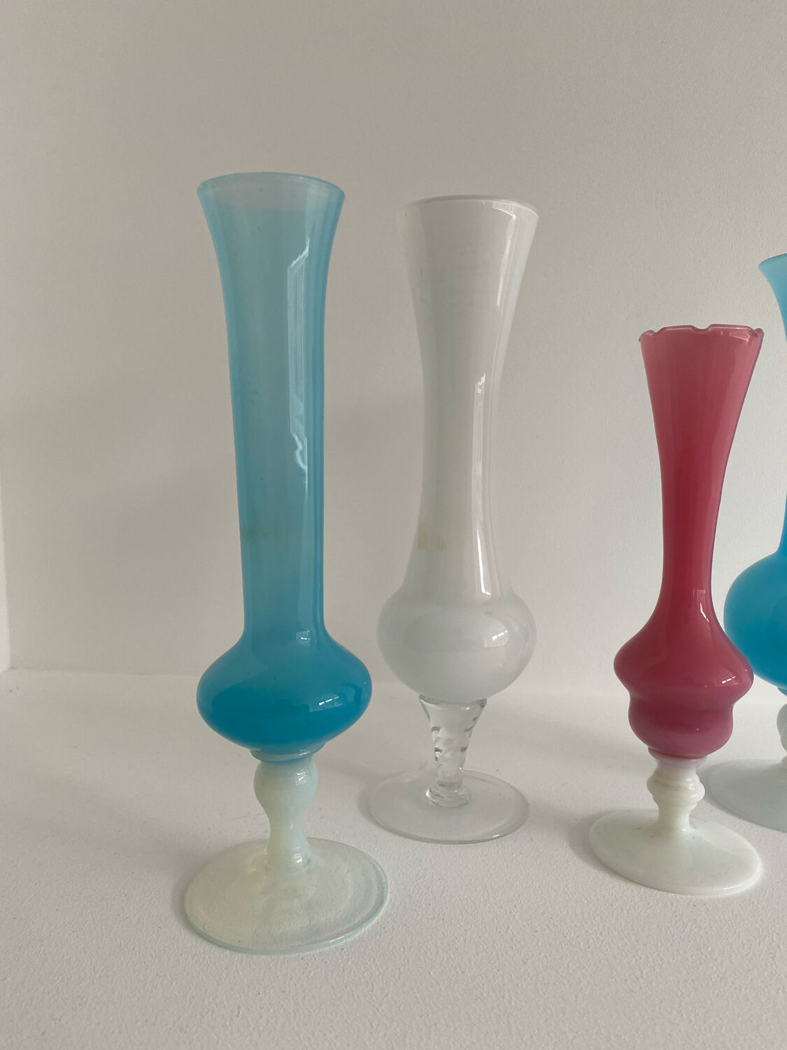 Set of 4 vintage opaline vases