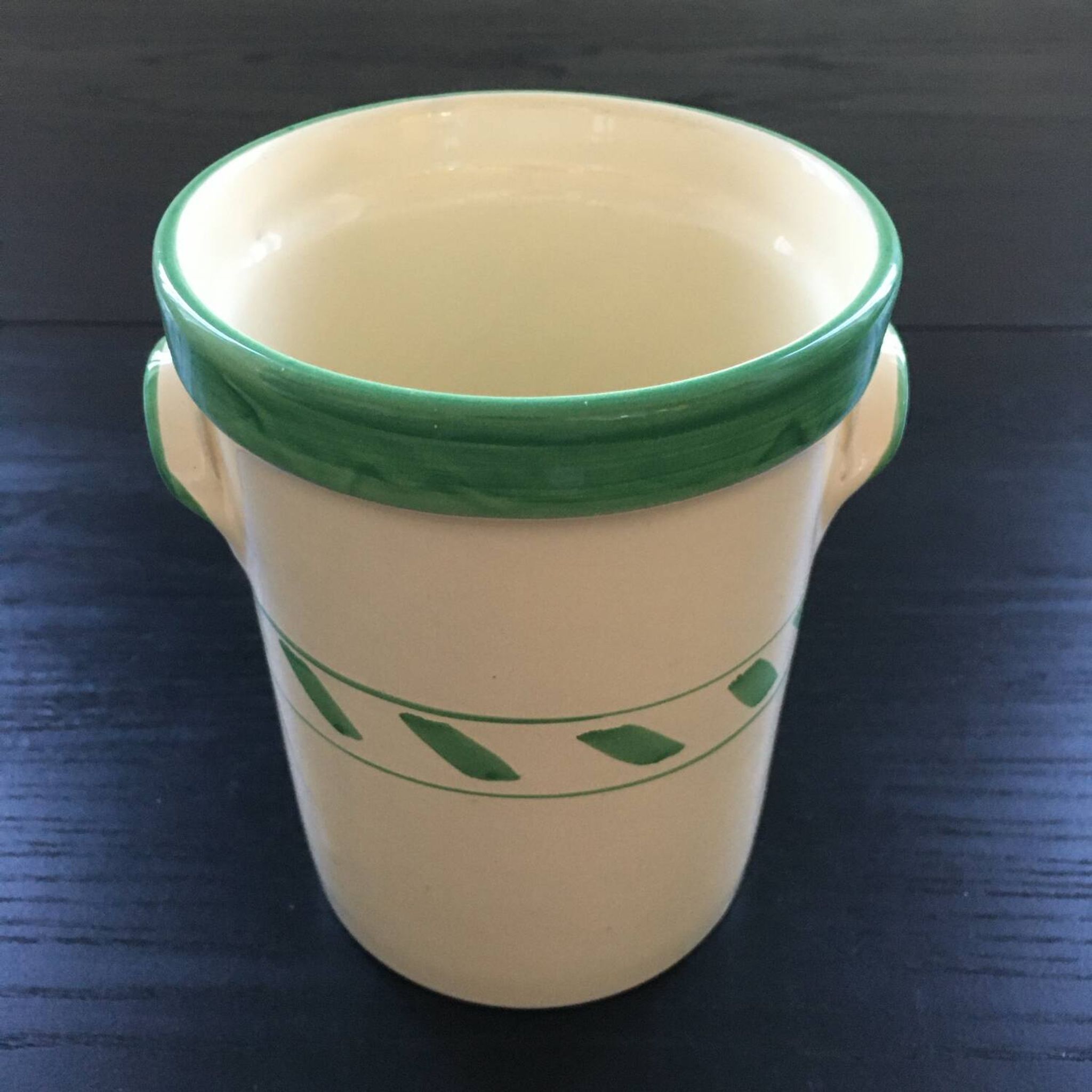 Seau à glace en faïence jaune et verte