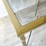 Vintage Brass and Square Beveled Glass Coffee Table