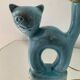 Vintage cat lamp in enamelled ceramic and opaline