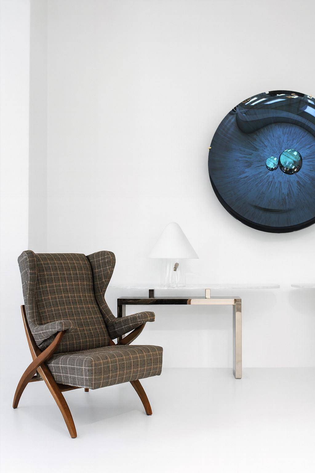 Mid-Century Franco Albini Fiorenza Graphite-blue Wool Ash Italian 1950 Armchair