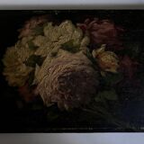 Oil on wood 19th century cut flowers