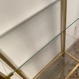 Bookcase in gilded metal and glass, Pierre Vandel Paris, circa 70