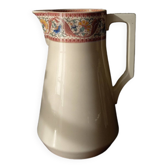 Old large earthenware toilet pitcher from SARREGUEMINES Utzschneider & Cie model “Tehran”