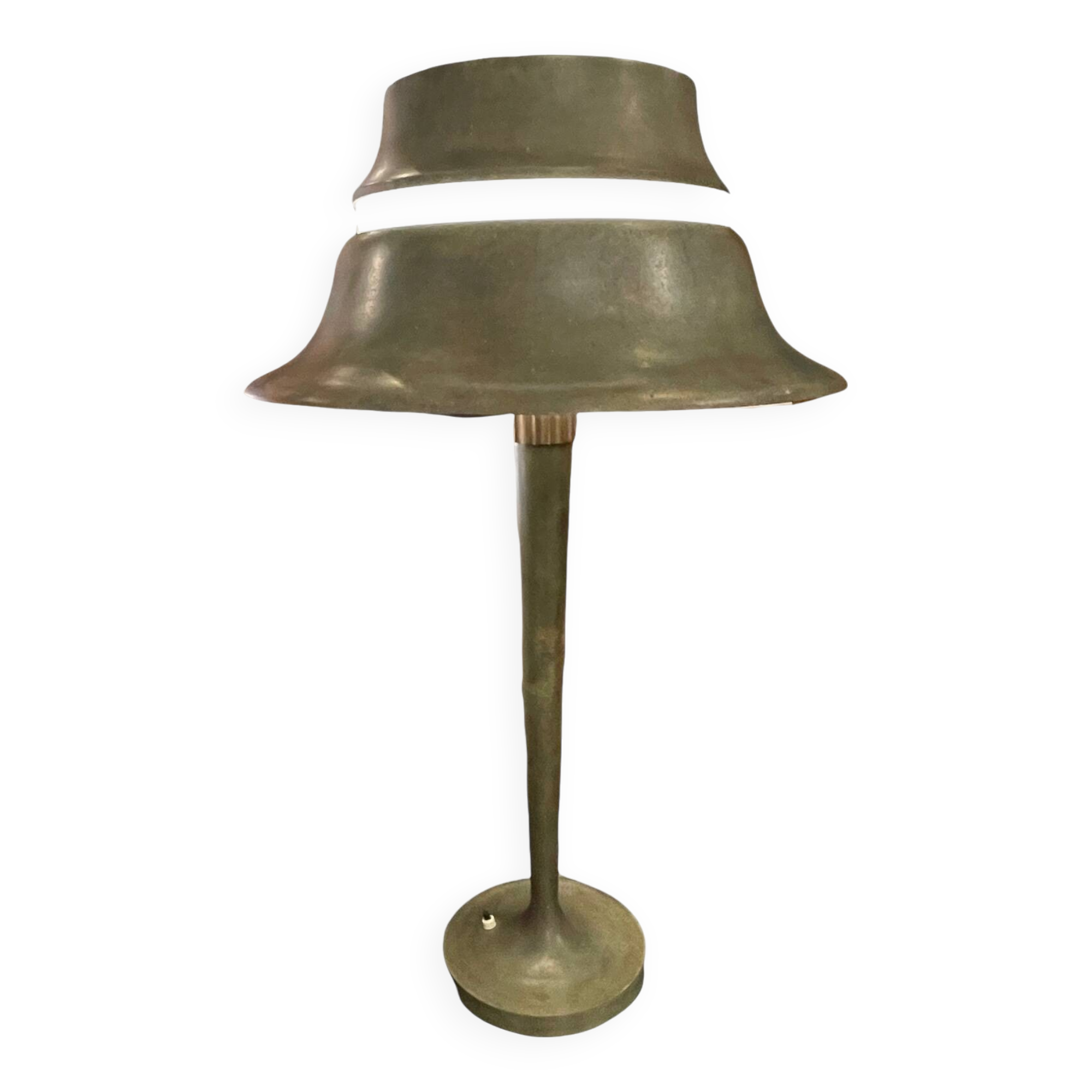 Art deco table lamp, jean perzel (73cm) no. 516 bronze opaline glass 1936