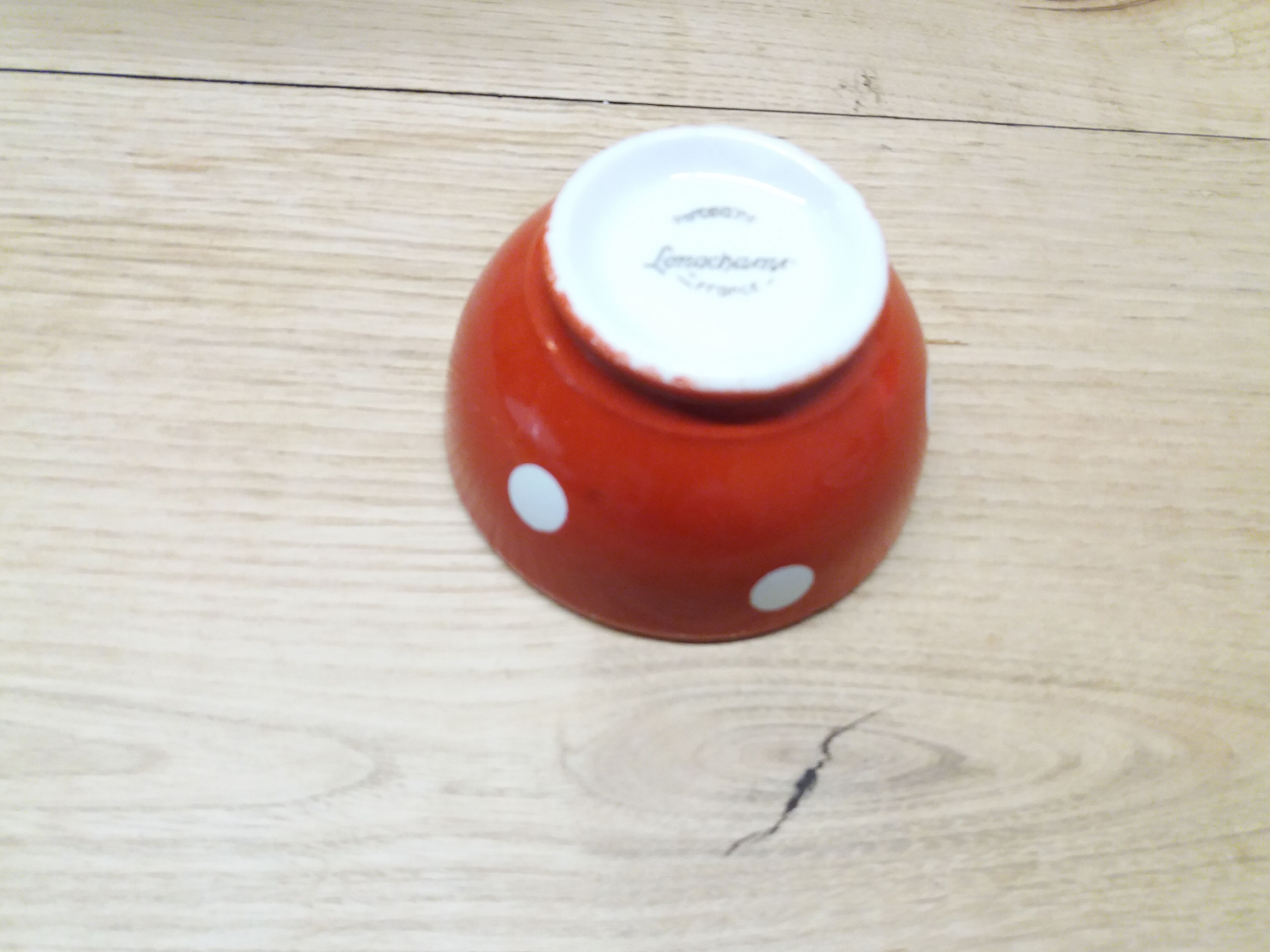 Bol longchamp rouge pois blancs