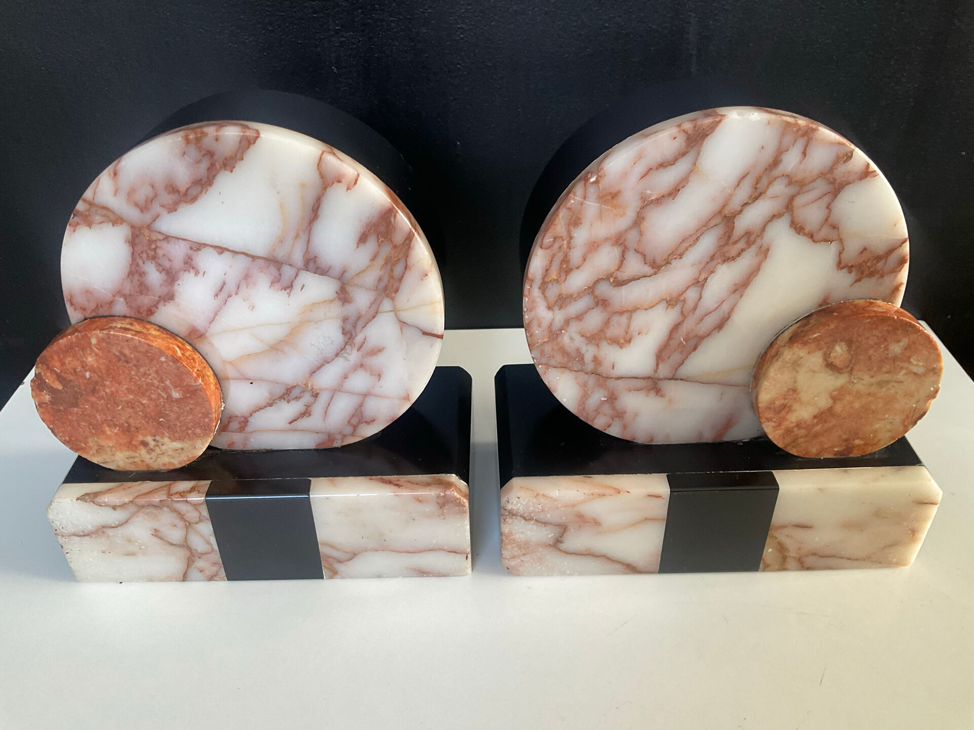Art Deco marble bookends