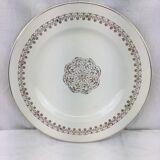 Antique round dish in opaque white and gold ceramic made in France Digoin