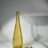 Yellow orange genie bottle in diamond wave textured glass, Glassware