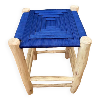 Moroccan beldi stool blue seat Majorelle