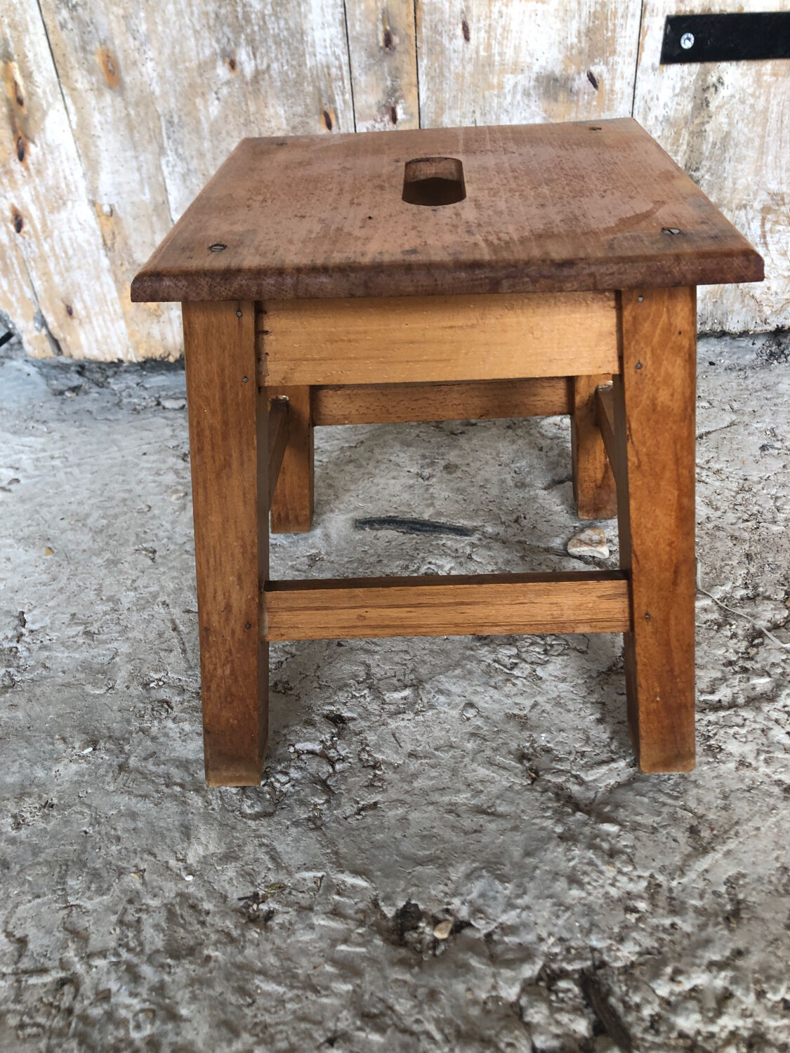 Stool footrest vintage wood #a226