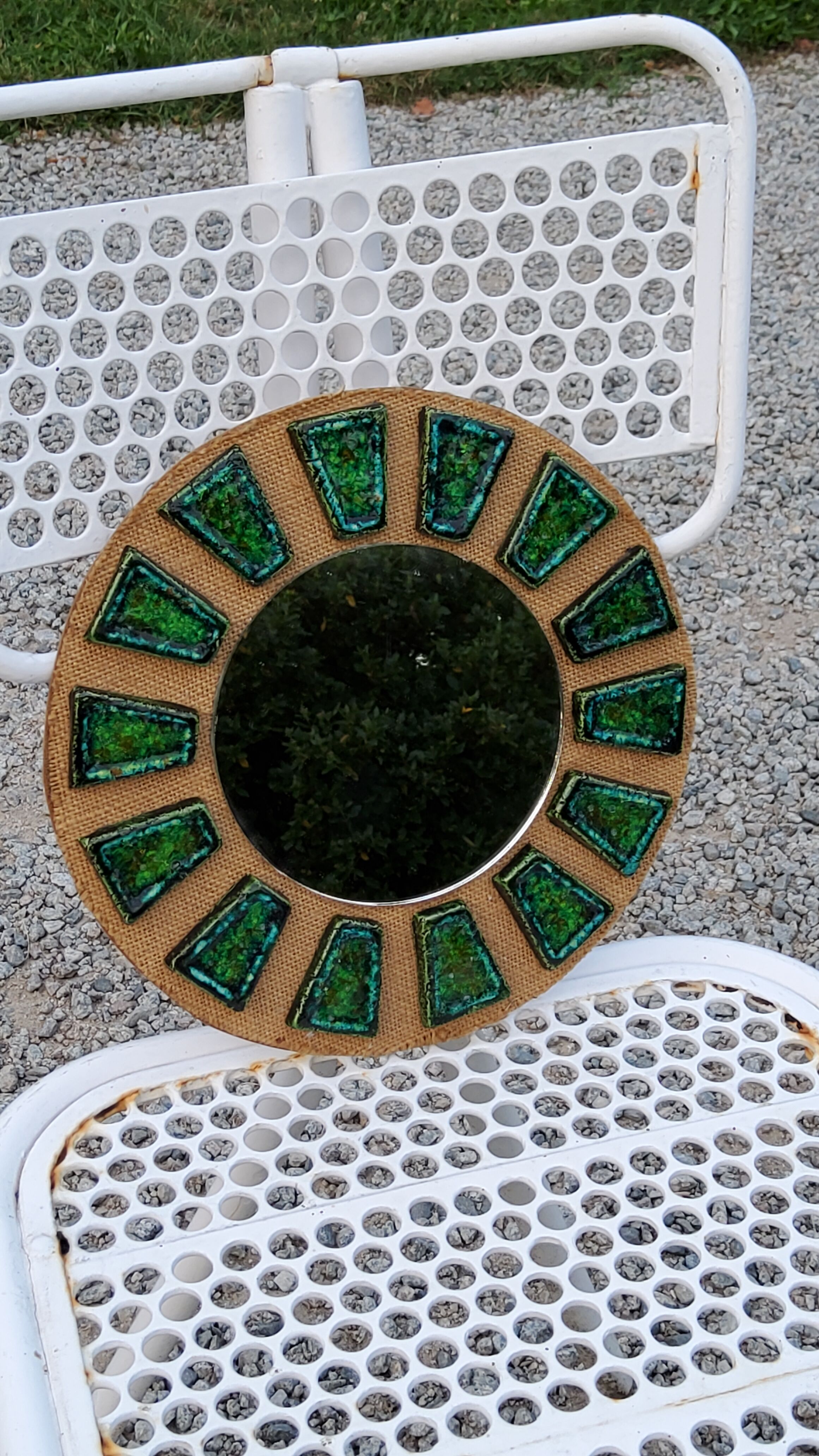 Miroir soleil en céramique des années 70