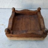 Small antique footrest stool lined canvas