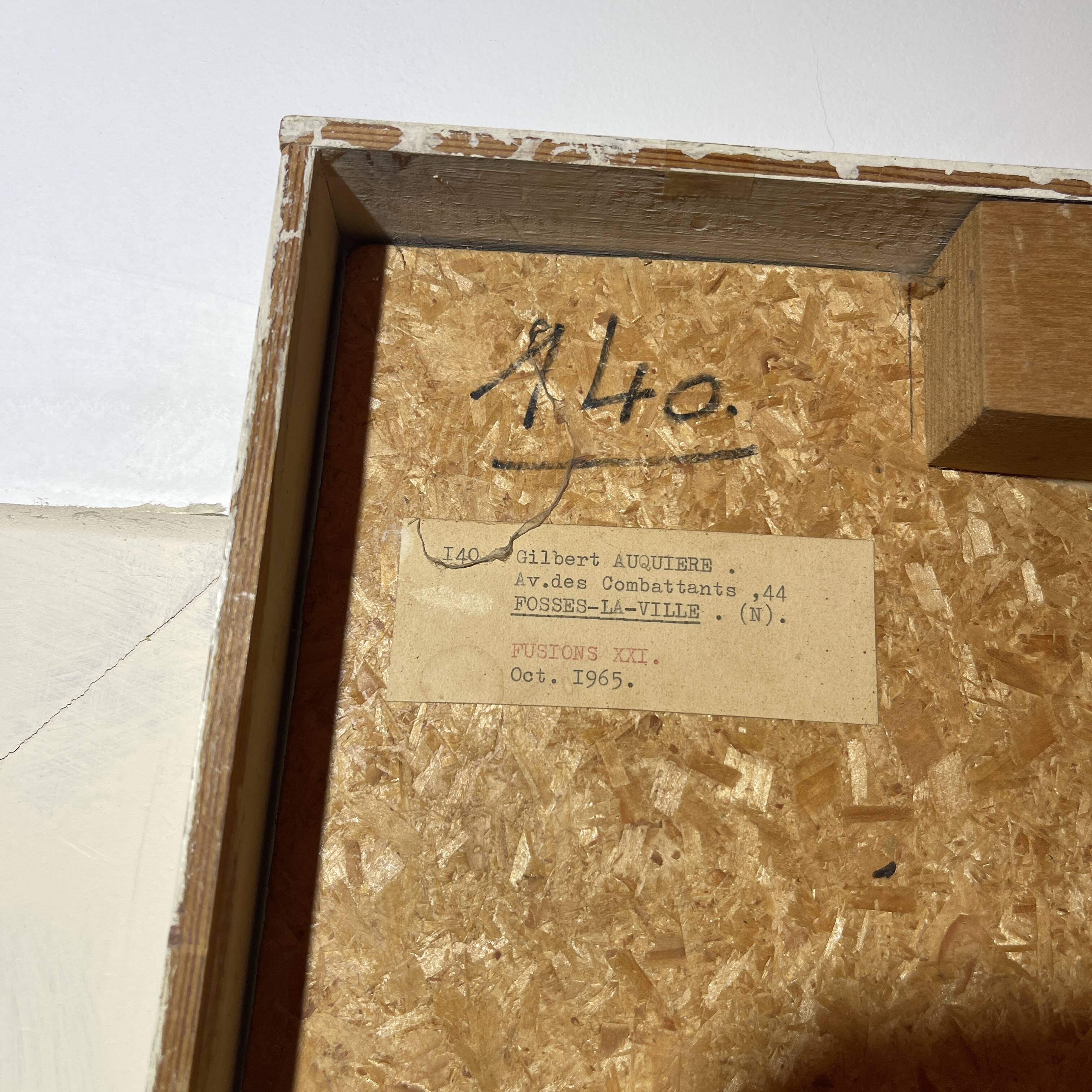 Abstract table, Gilbert AUQUIERE "Fusion XXI" mixed media, 1965