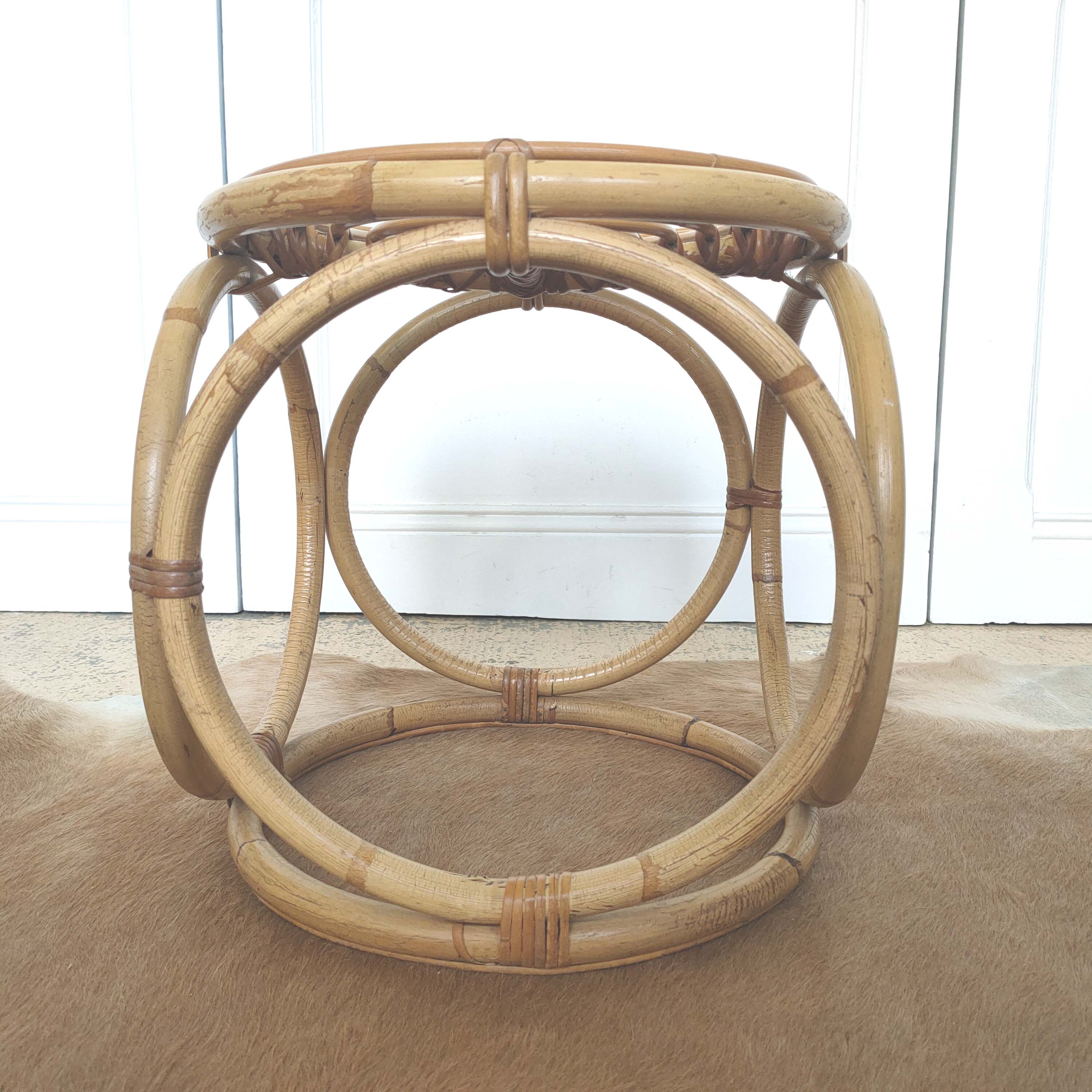 Low rattan stool 60s
